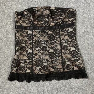 Express Lace Corset Tube Top Size 6 Black Cropped Zippered Top Dark Fairy Grunge